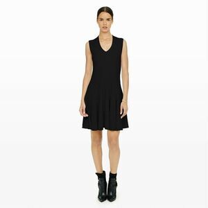 Club Monaco Black V-Neck Sleeveless Rib Knit Dress
